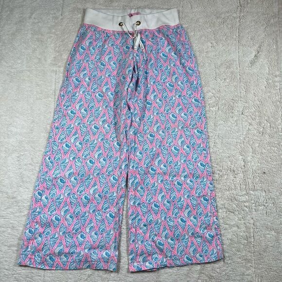 Lilly Pulitzer Linen Beach A Little Tipsy Sea Shell Multi Color Pants - Picture 1 of 8